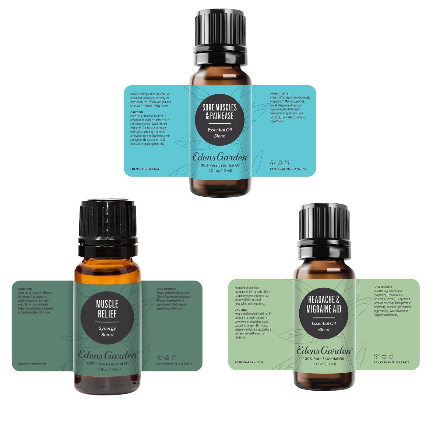 Edens Garden Aches & Pains Essential Oils 3 Pack – 100% Pure Therapeutic Grade