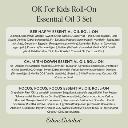 Edens Garden OK For Kids Roll-On Set – 3x 10ml Pre-Diluted Oils