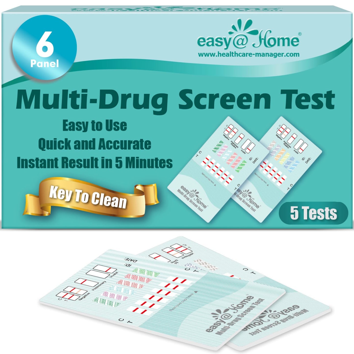 Easy@Home 6-Panel Drug Test Kit – 5 Pack Urine Tests (THC, AMP, BZO, COC, MET, OPI 2000) #EDOAP-264