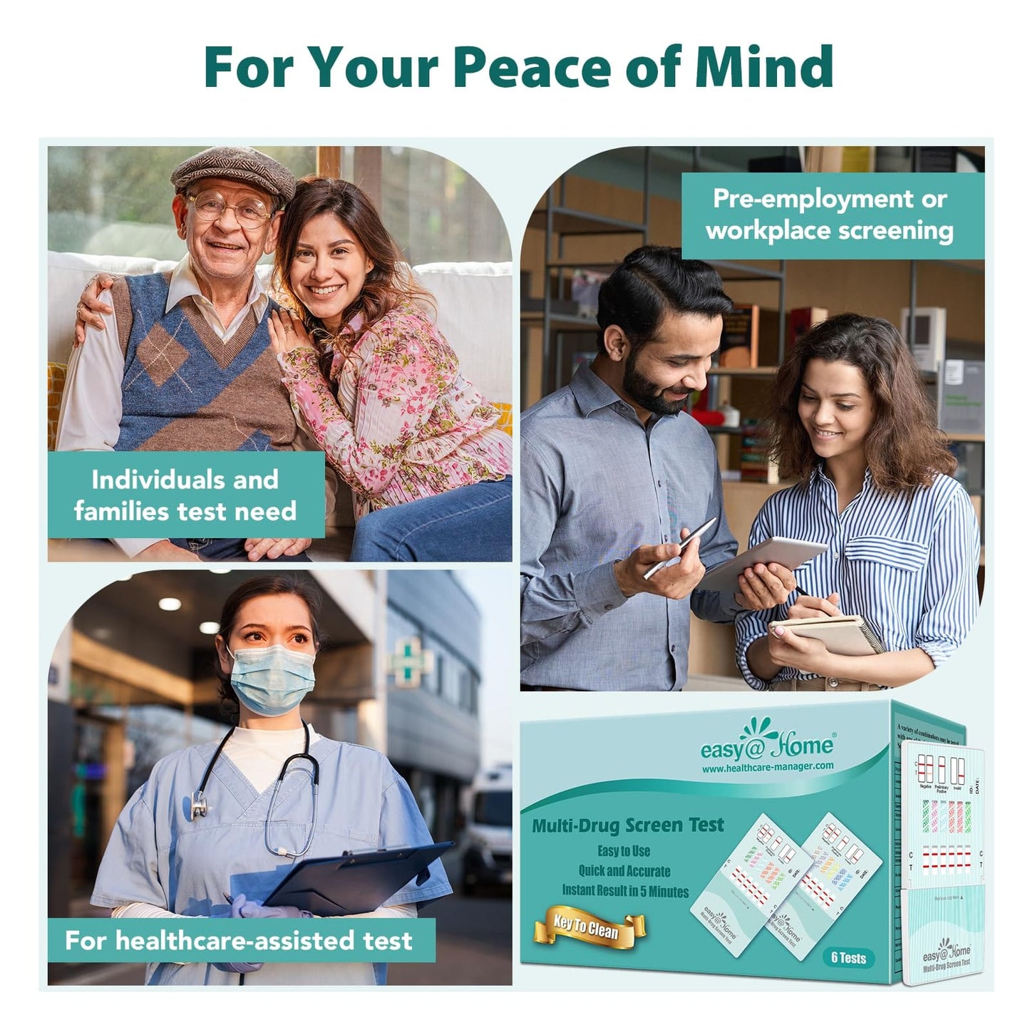 Easy@Home 6-Pack Urine Drug Test Kit – Multi-Drug Screen (AMP, BZO, COC, THC, MET, MOR, BAR, MDMA, PCP, MTD) – Instant Results #EDOAP-3104