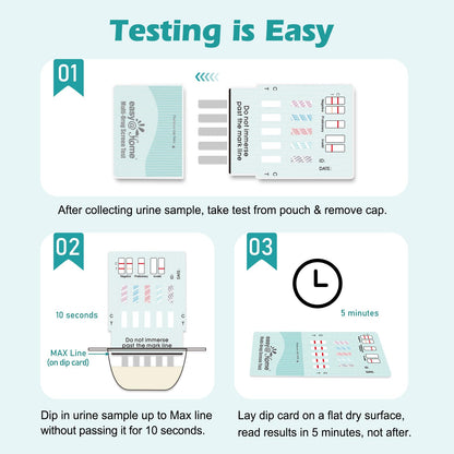 Easy@Home Multi-Drug Screen Test – 5 Pack Urine Drug Tests Kit (BZO/COC/THC/MET/MOR/OXY/BAR/BUP/MTD/TCA) | Instant Marijuana Test #EDOAP-7104