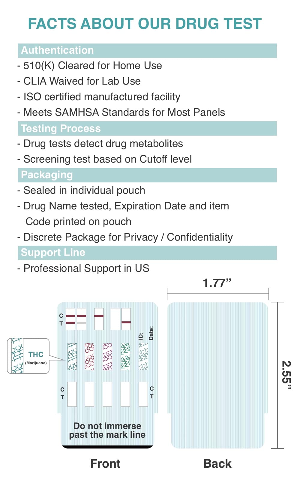 Easy@Home Multi-Drug Screen Test – 5 Pack Urine Drug Tests Kit (BZO/COC/THC/MET/MOR/OXY/BAR/BUP/MTD/TCA) | Instant Marijuana Test #EDOAP-7104