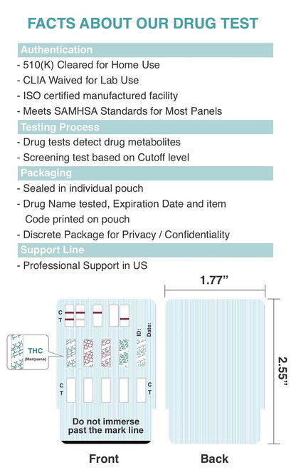 Easy@Home Multi-Drug Screen Test – 5 Pack Urine Drug Tests Kit (BZO/COC/THC/MET/MOR/OXY/BAR/BUP/MTD/TCA) | Instant Marijuana Test #EDOAP-7104