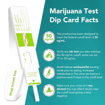 Easy@Home THC Dip Card Kit – Urine Test Strips, 50 ng/mL, EDTH-115 (Pack of 5)