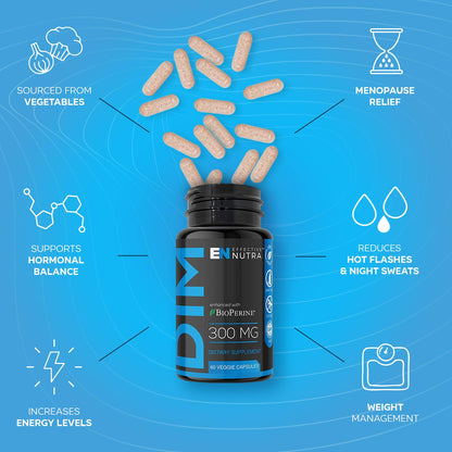 Effective Nutra Dim 300mg with BioPerine – Extra Strength Estrogen Blocker for Men & Women | Hormone & Metabolism Support | 4 Month Supply