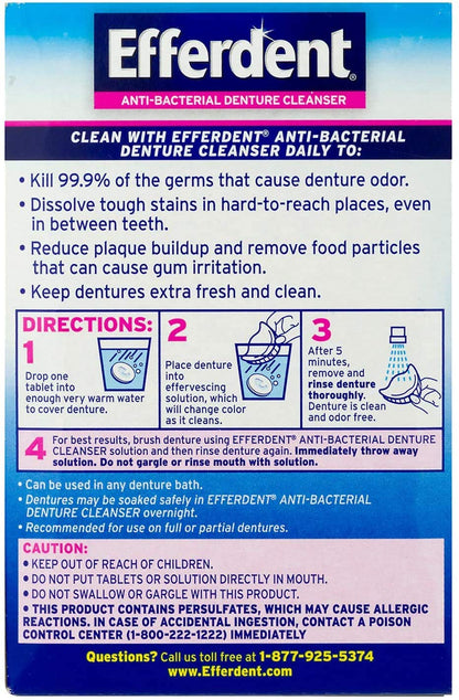 Efferdent Anti-Bacterial Denture Cleanser - 126 Count