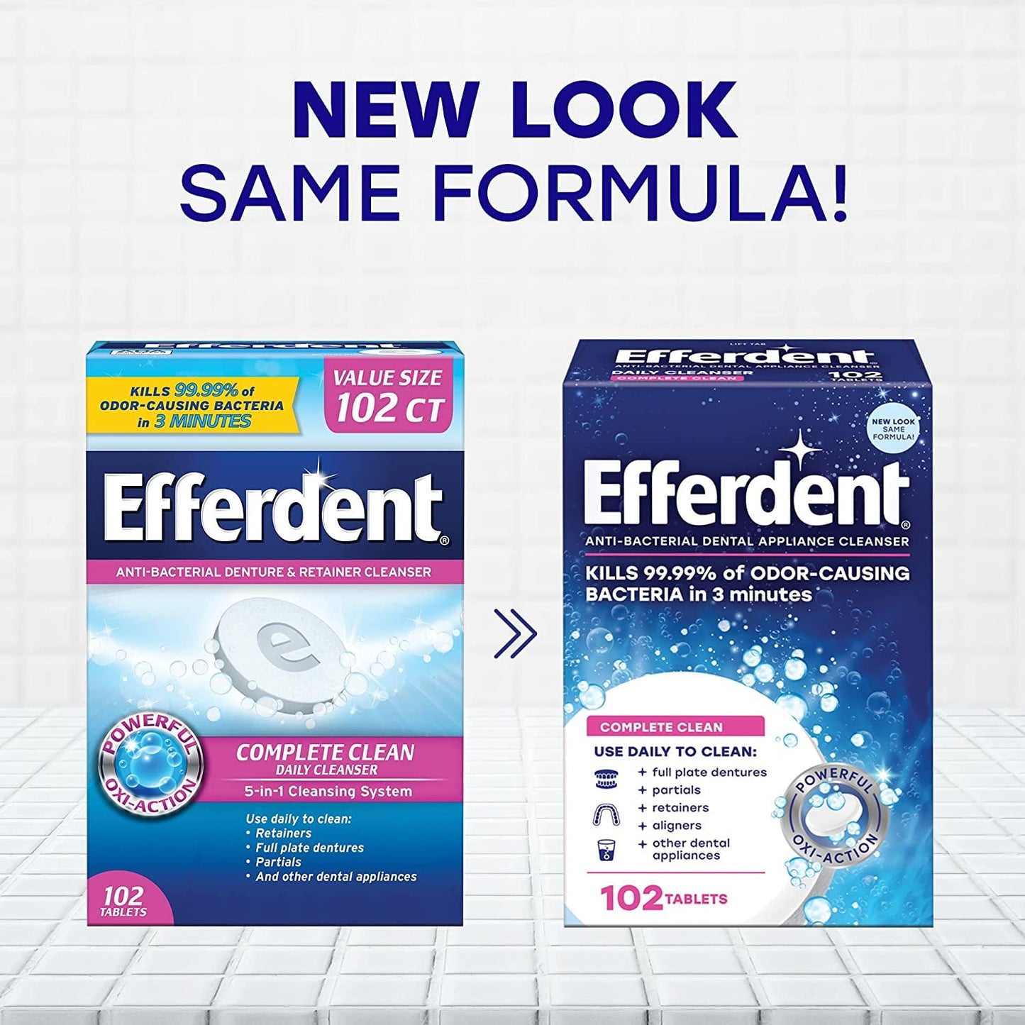 Efferdent Denture Cleanser Tablets – Complete Clean, 102 Tablets