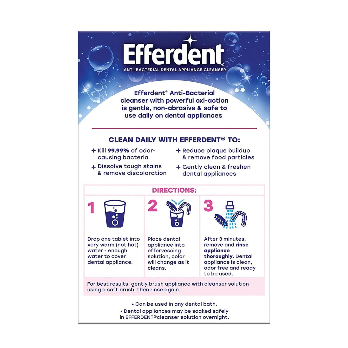Efferdent Denture Cleanser Tablets – Complete Clean, 102 Tablets