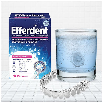 Efferdent Denture Cleanser Tablets – Complete Clean, 102 Tablets