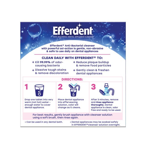 Efferdent Denture Cleanser Tablets - 44 Count Pack of 2 | Retainer & Dental Appliance Cleaner