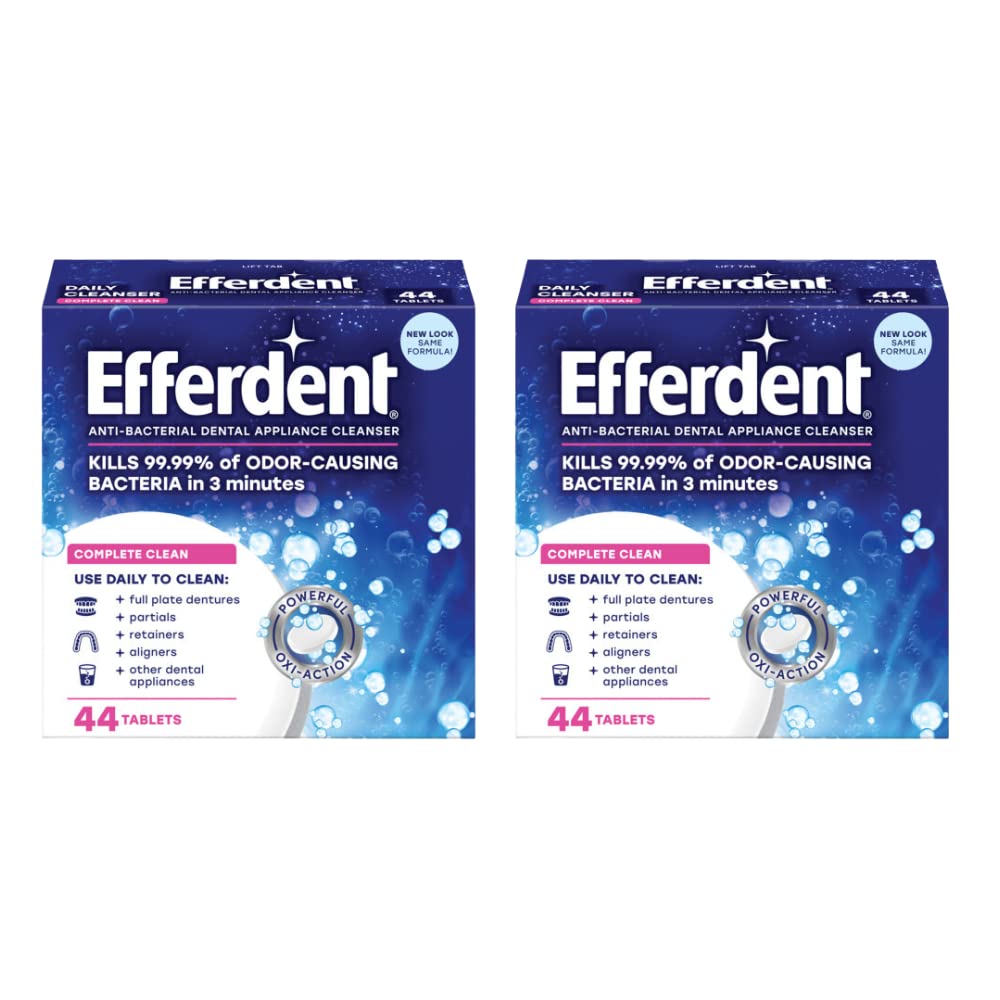 Efferdent Denture Cleanser Tablets - 44 Count Pack of 2 | Retainer & Dental Appliance Cleaner