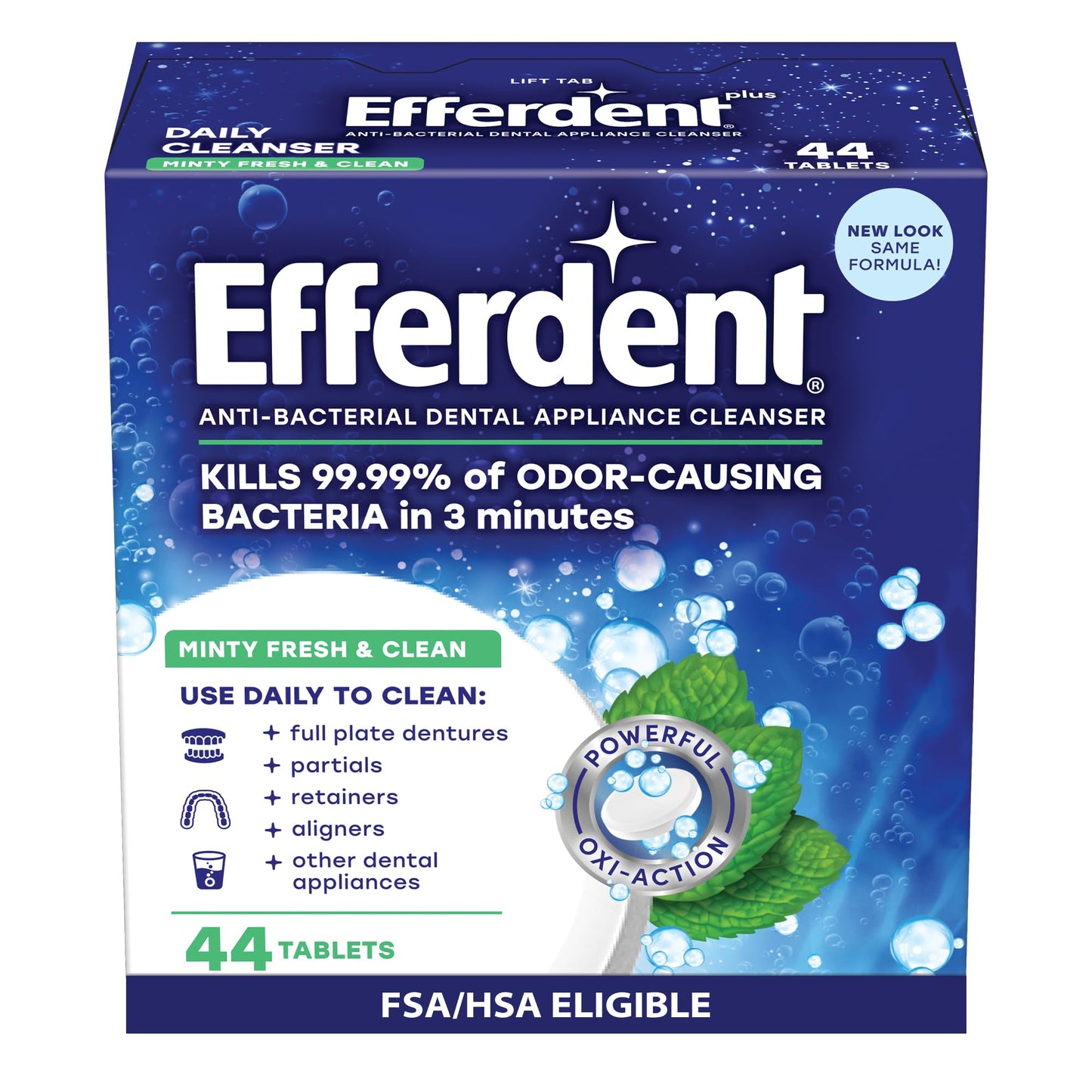 Efferdent Denture Cleaner Tablets – Minty Fresh & Clean, 44 Count