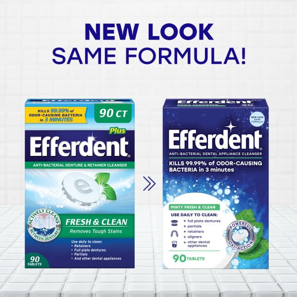 Efferdent Plus Mint Denture Cleanser Tablets – 90 Ct (Pack of 7)