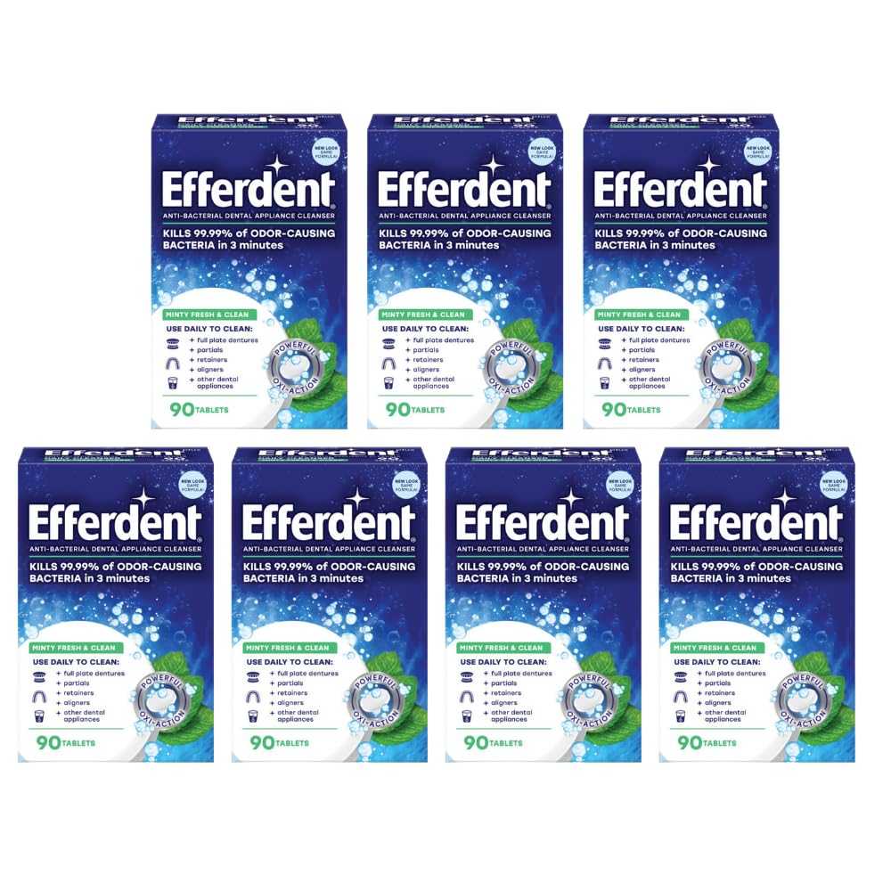 Efferdent Plus Mint Denture Cleanser Tablets – 90 Ct (Pack of 7)