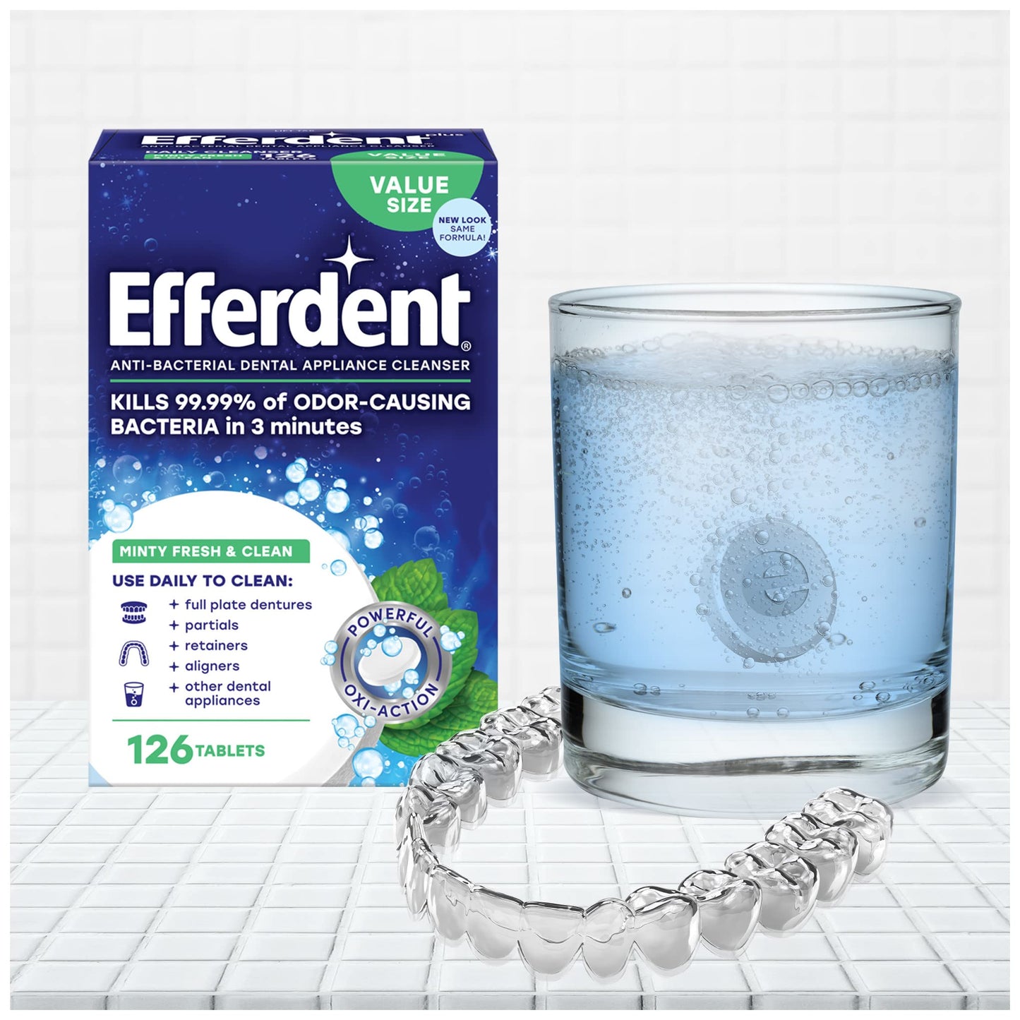 Efferdent Denture Cleaner Tablets – Minty Fresh & Clean, 44 Count