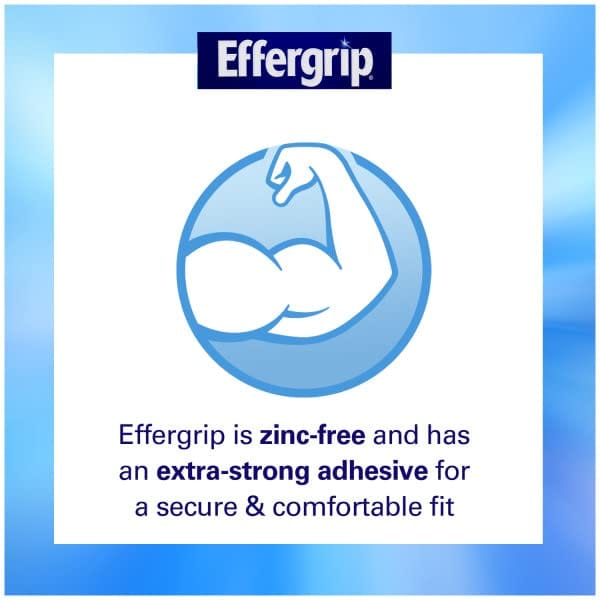 Effergrip Denture Adhesive Cream – Extra Strong Hold, Zinc Free, ADA Seal, 2.5 oz (Pack of 6)