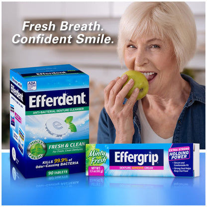 Effergrip Denture Adhesive Cream – Minty Fresh, 2.5 oz, Zinc-Free