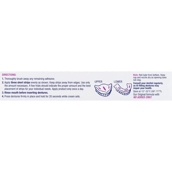 Effergrip Denture Adhesive Cream – Extra Strong Holding Power, Zinc-Free, 2.5 oz (Pack of 3)