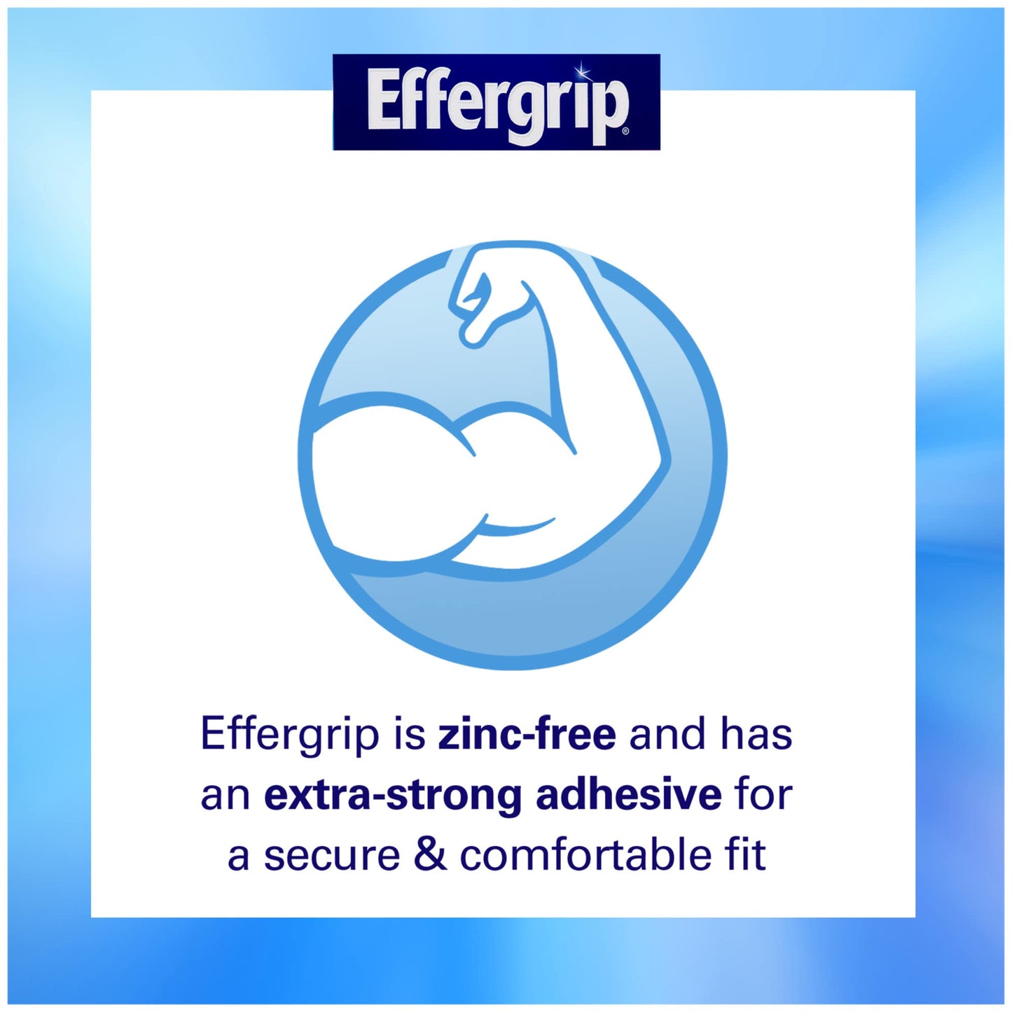 Effergrip Denture Adhesive Cream – Minty Fresh, 2.5 oz, Zinc-Free