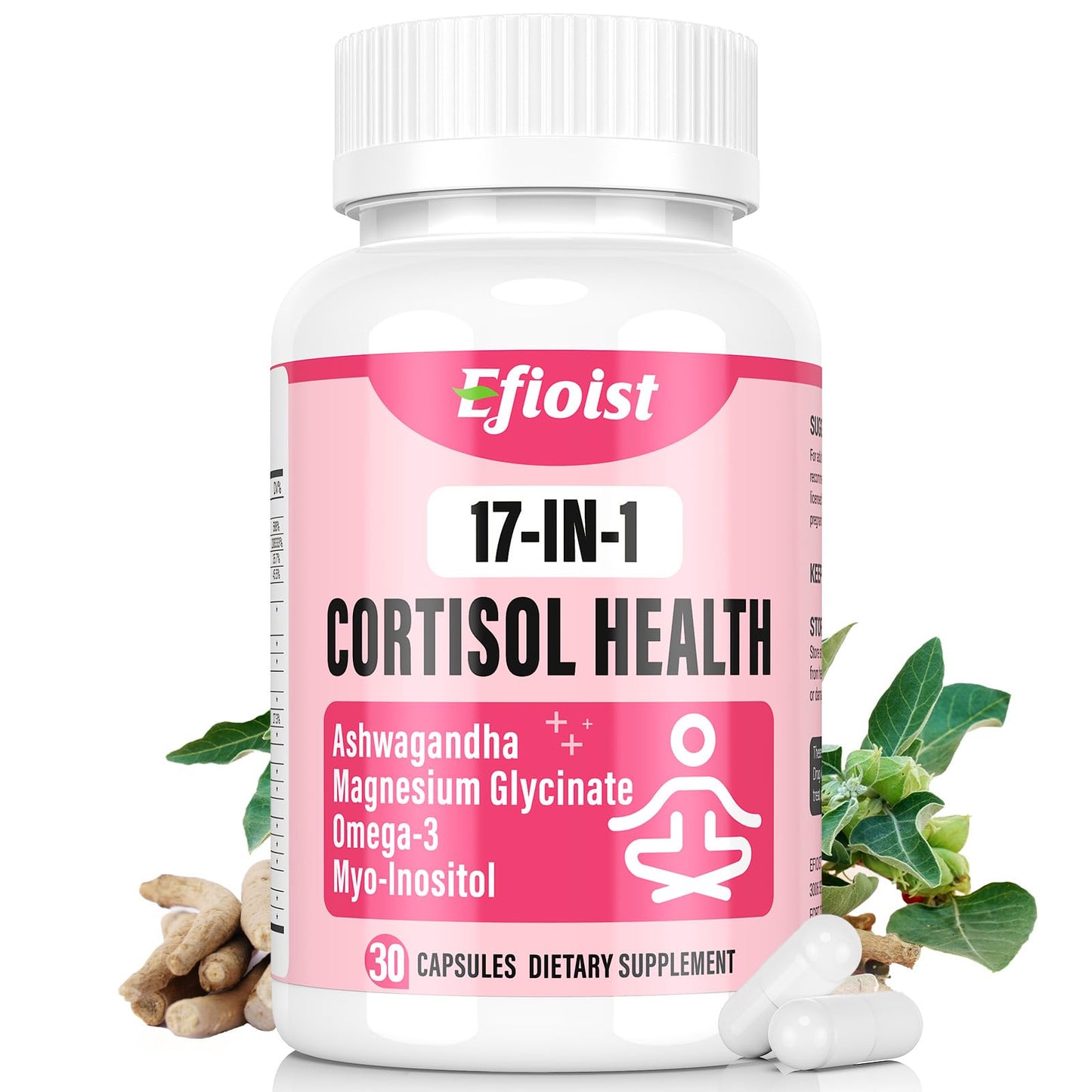 Efioist Cortisol Supplement for Women - 17-in-1 Hormone Harmony, Mood, Sleep & Focus | 30 Capsules