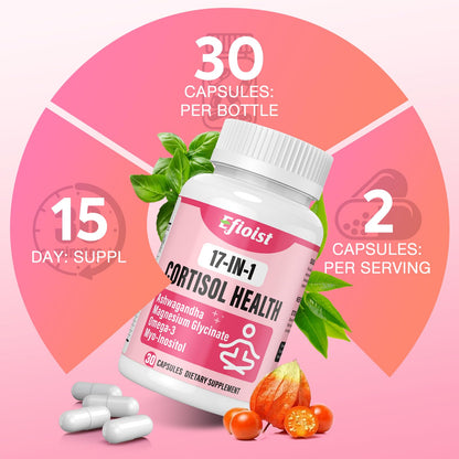 Efioist Cortisol Supplement for Women - 17-in-1 Hormone Harmony, Mood, Sleep & Focus | 30 Capsules