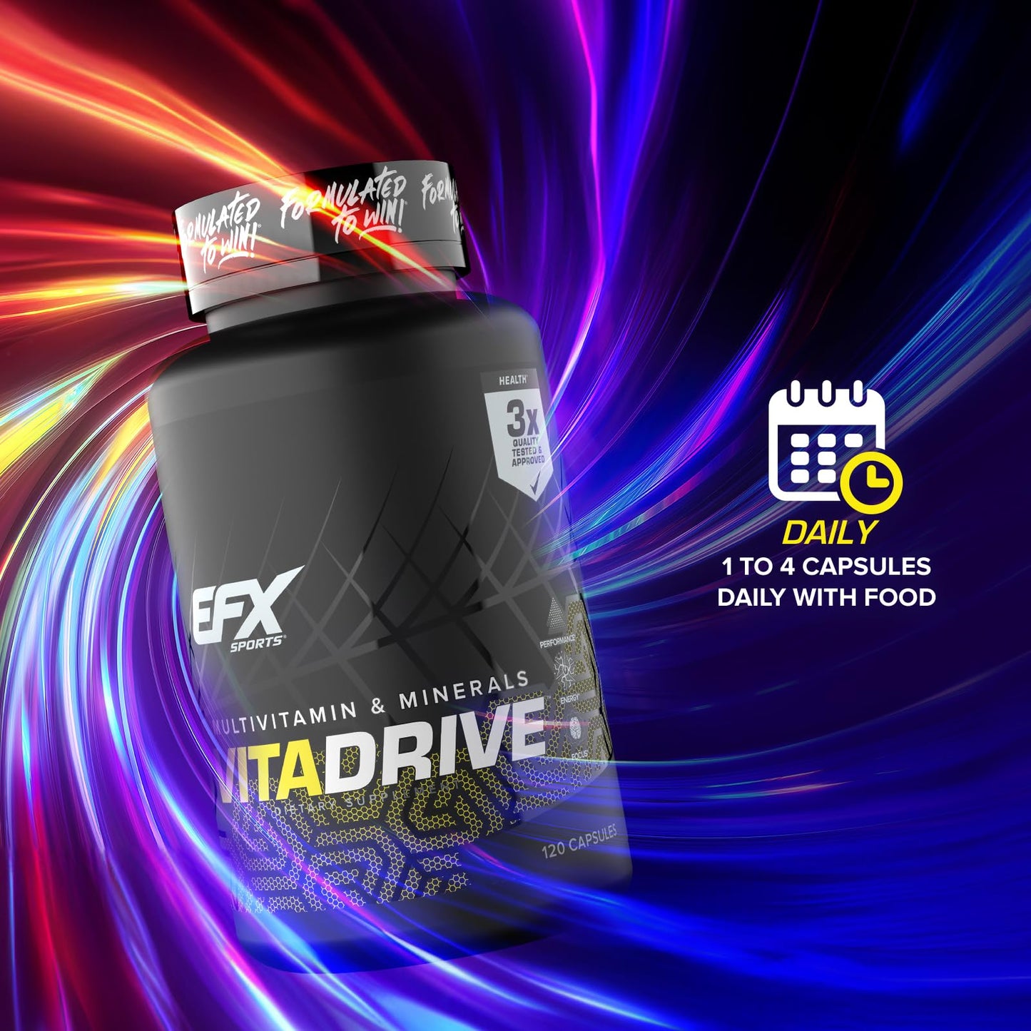 EFX Sports Vita Drive – Athlete Multivitamin, 30 Servings, 120 Capsules