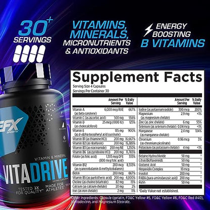 EFX Sports Vita Drive – Athlete Multivitamin, 30 Servings, 120 Capsules