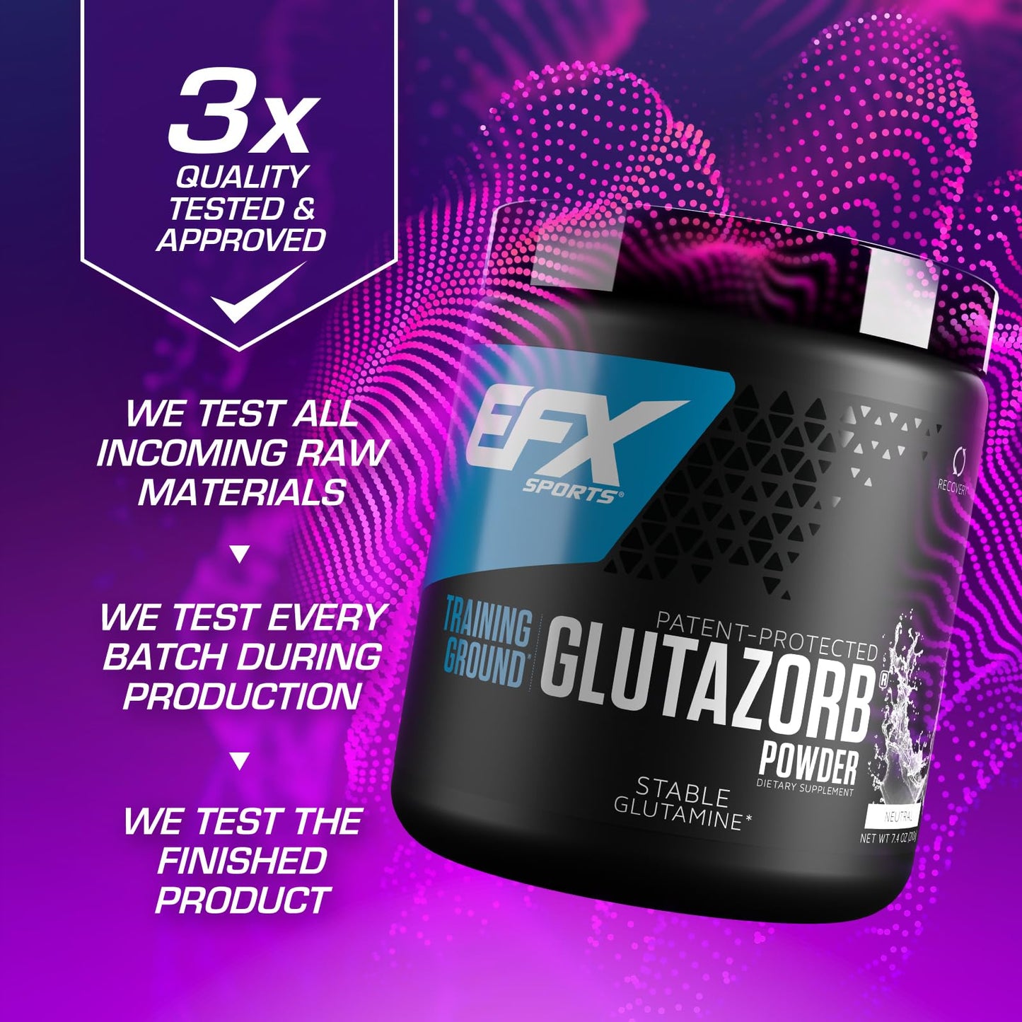 EFX Training Ground Glutazorb Powder – Glutamine Supplement, pH-Correct, Digestion & Immune Support, 140 Servings (Unflavored)