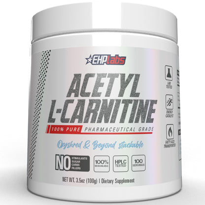 EHP Labs Acetyl L-Carnitine Powder – Brain Health, Energy & Heart Support | 100 Servings