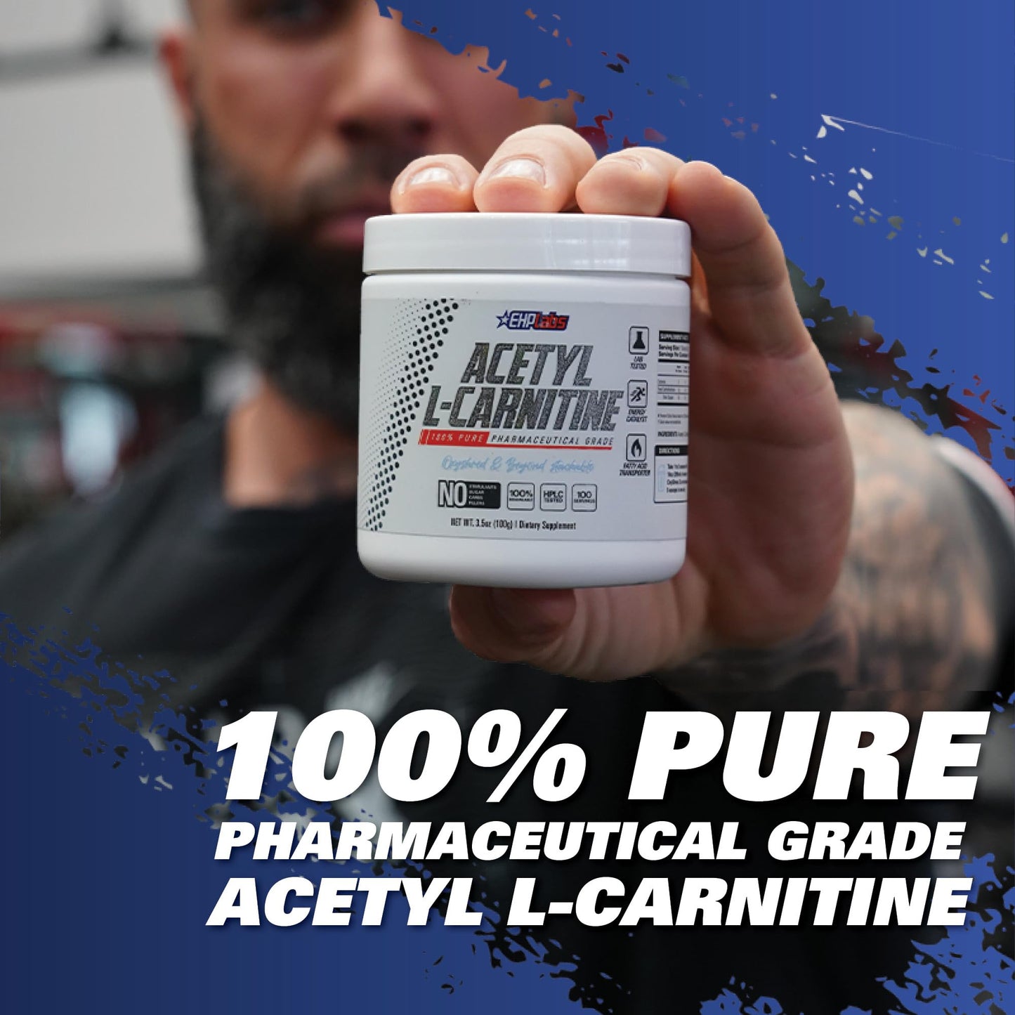 EHP Labs Acetyl L-Carnitine Powder – Brain Health, Energy & Heart Support | 100 Servings