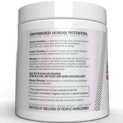 EHP Labs Acetyl L-Carnitine Powder – Brain Health, Energy & Heart Support | 100 Servings