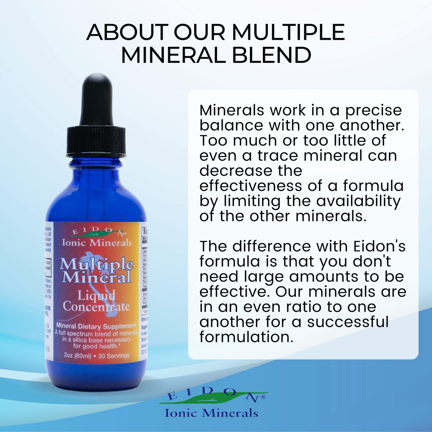 Eidon Multiple Minerals Supplement - Ionic Mineral Drops for Water | Hydration & Heart Health - 2 oz