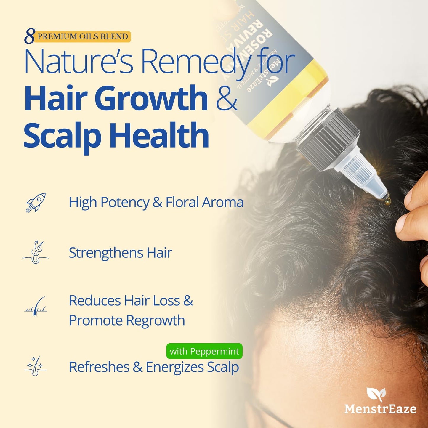 8-Oil Hair Growth Oil & Scalp Treatment - Rosemary, Peppermint, Biotin | 6.7 fl oz