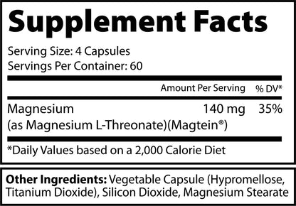 Ekkovision Magtein Magnesium L-Threonate – 2000 mg per Serving, 60 Servings, Memory & Cognitive Support BritishVita | Premium UK Vitamins & Wellness Supplements