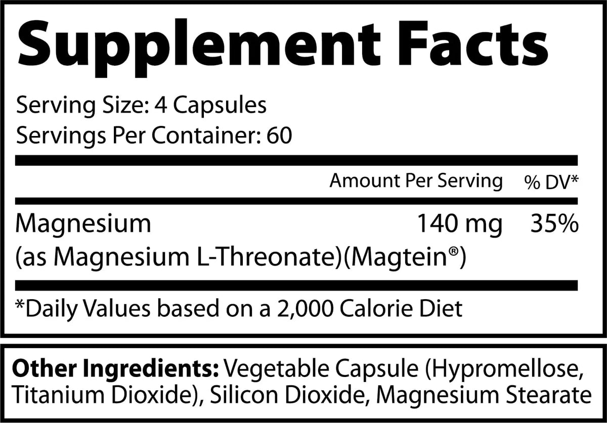 Ekkovision Magtein Magnesium L-Threonate – 2000 mg per Serving, 60 Servings, Memory & Cognitive Support BritishVita | Premium UK Vitamins & Wellness Supplements