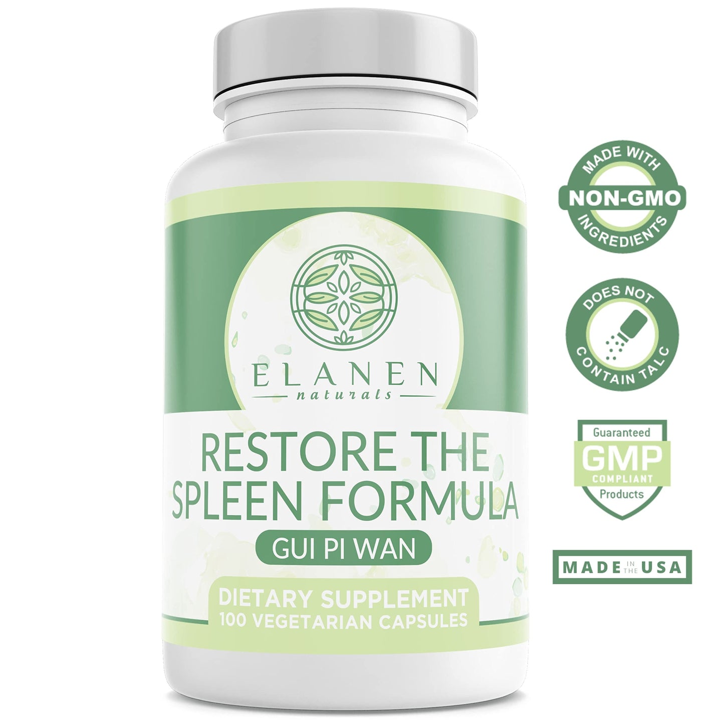 Elanen Naturals Gui Pi Wan - 3rd Party Tested - Restore Spleen & Mind - 100 Veg Capsules