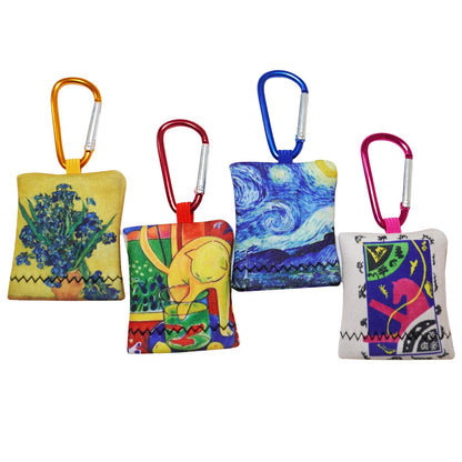 4Pcs Glasses Cleaning Cloth – Art Print Microfiber, Pouch & Clip-On