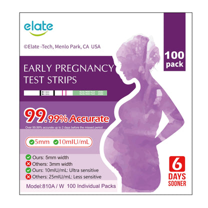 Elate Early Detection Pregnancy Test Strips – 6 Days Early, 100 Count