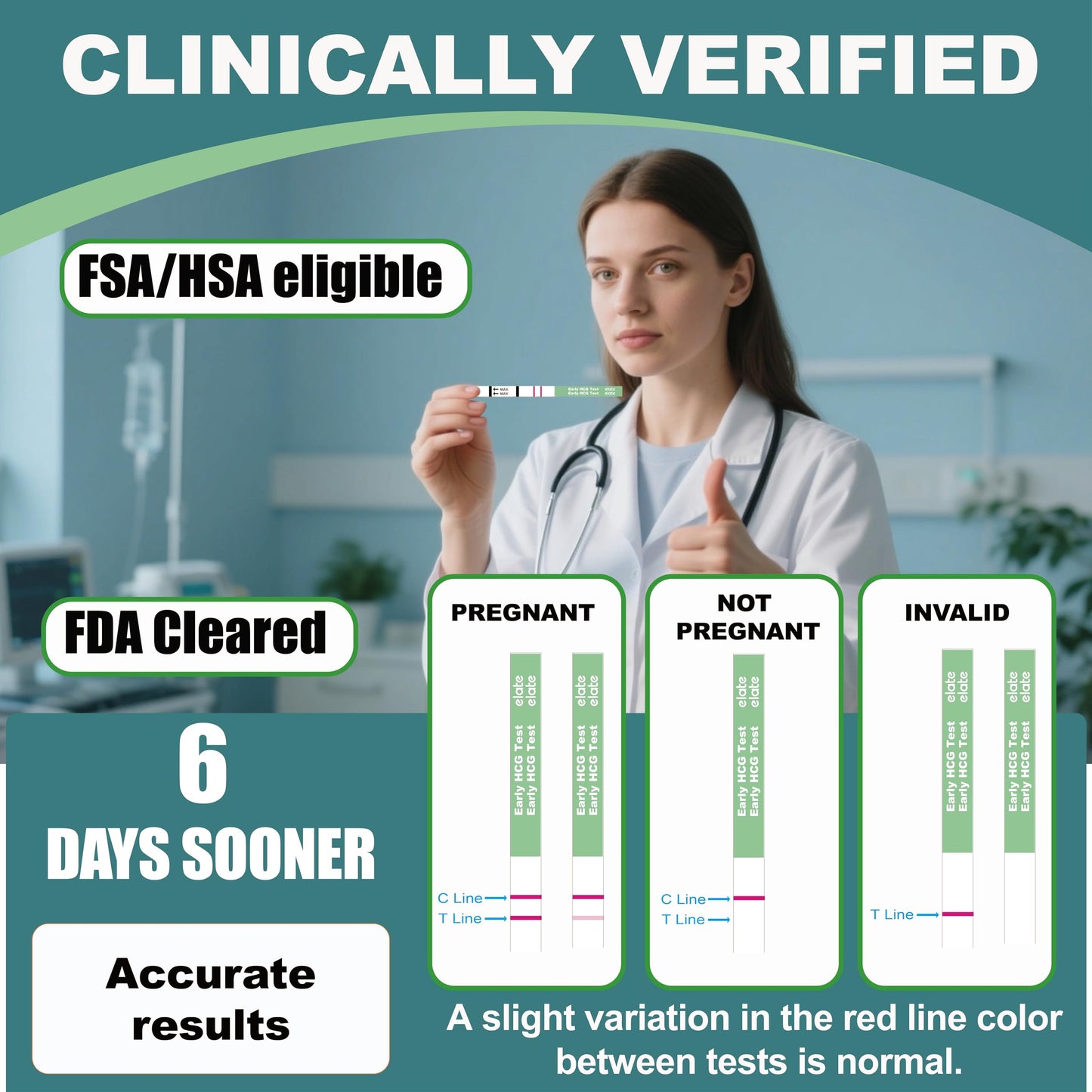 Elate Early Detection Pregnancy Test Strips – 6 Days Early, 100 Count