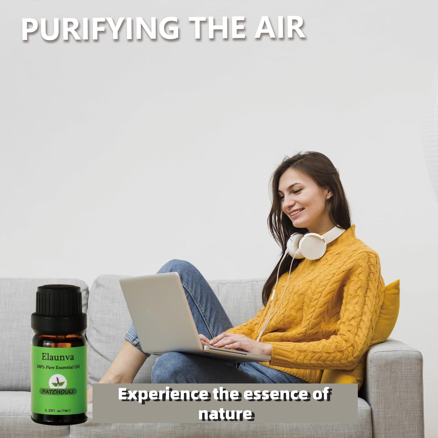 Elaunva Essential Oils Set – 6 Pure Natural Scents (Peppermint, Patchouli, Rosemary, Lemongrass, Vanilla, Lavender) for Aromatherapy & Home Fragrance – 0.33 Fl oz x6