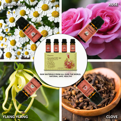 Elaunva Essential Oils Set - 4 Pure Scents (0.33oz each)