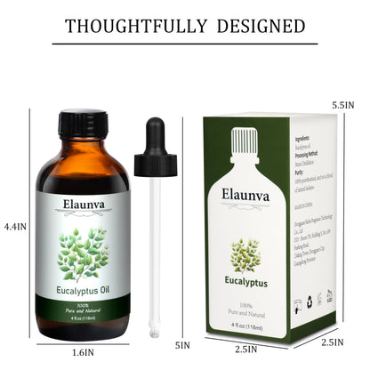 Elaunva Eucalyptus Essential Oil – 4oz (118ml) | 100% Pure & Natural