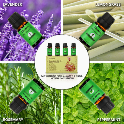 Elaunva Essential Oils Set – 4 Pure Oils for Aromatherapy