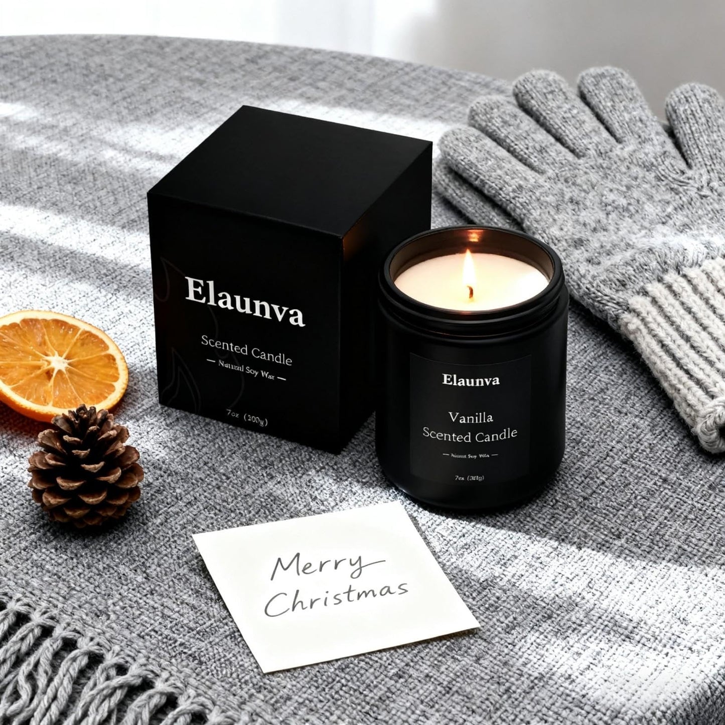Elaunva Vanilla Scented Candle - 7oz (200g) Natural Soy Wax | Aromatherapy & Home Decor