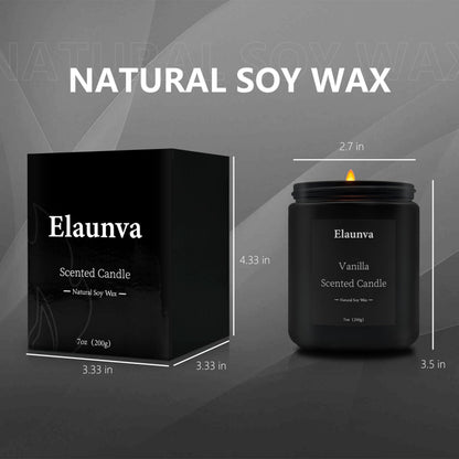 Elaunva Vanilla Scented Candle - 7oz (200g) Natural Soy Wax | Aromatherapy & Home Decor