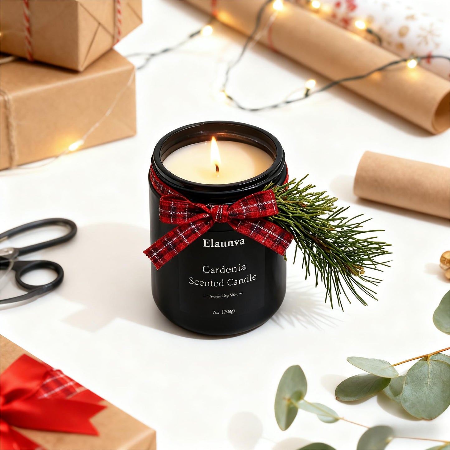Elaunva Gardenia Scented Candle 7oz – Natural Soy Wax