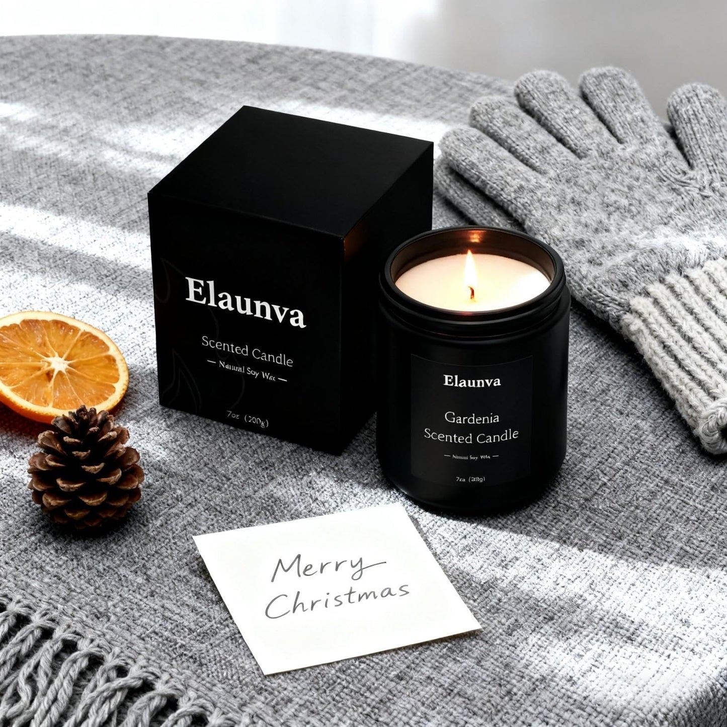 Elaunva Gardenia Scented Candle 7oz – Natural Soy Wax