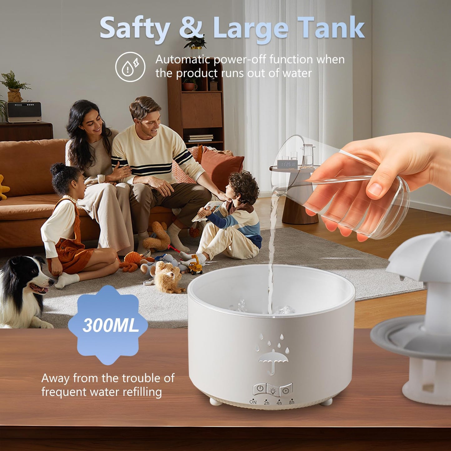 Elcxsla Essential Oil Diffuser 350mL – 360° Rotating Raindrop, Remote, 7-Color Mood Light