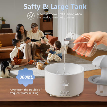 Elcxsla Essential Oil Diffuser 350mL – 360° Rotating Raindrop, Remote, 7-Color Mood Light