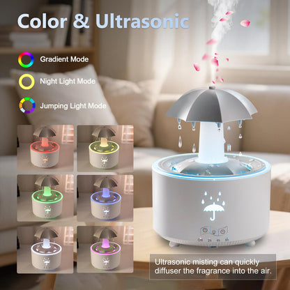 Elcxsla Essential Oil Diffuser 350mL – 360° Rotating Raindrop, Remote, 7-Color Mood Light